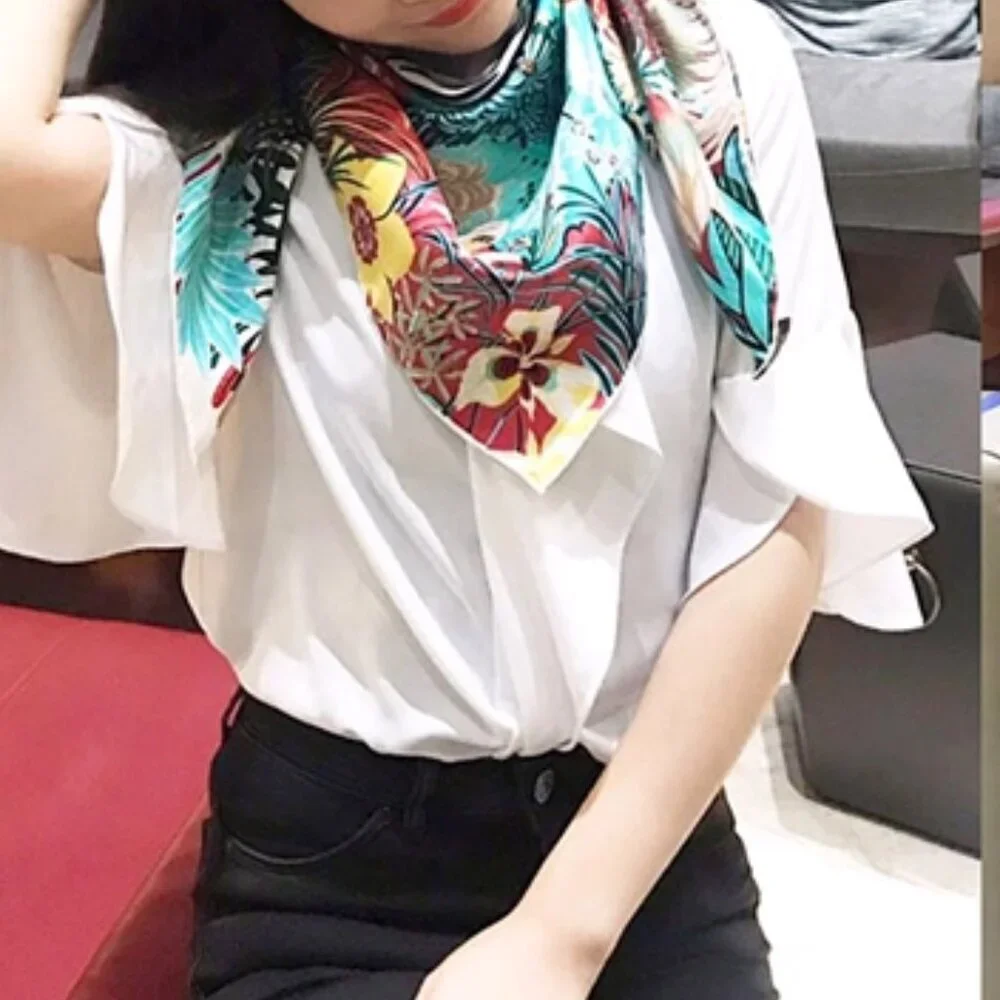 Women 100% silk scarf 90 cm Mountain Zebra